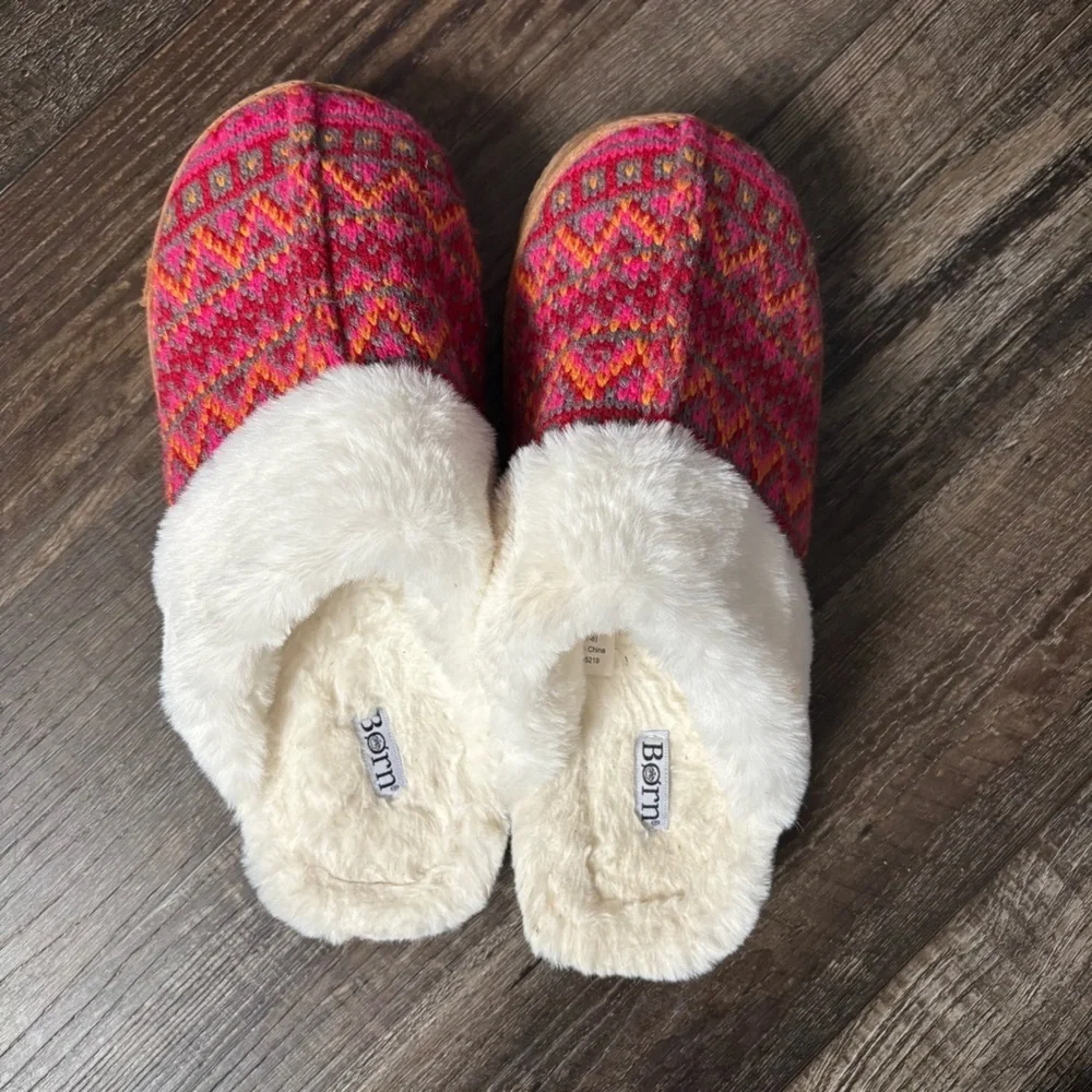 Born Fair Isle‎ Faux Fur Scuff Slippers